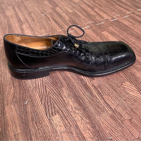 Mezlan Genuine Black‎ Crocodile Oxfords Men’s Size 10.5M - Picture 10 of 11